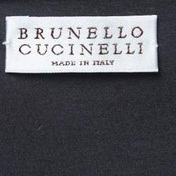 Pre Owned Brunello Cucinelli Grey Stretch Silk Long Sleeve Blouse S