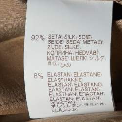 Pre Owned Brunello Cucinelli Beige Silk High Neck Sleeveless Top L