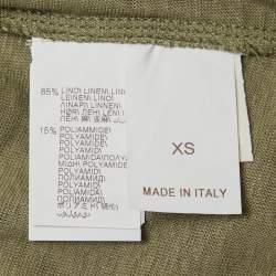 Brunello Cucinelli Green Linen Blend Beaded Sleeveless Top XS