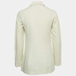 Pre Owned Brunello Cucinelli Cream Linen Blend Silk Interlined Blazer S