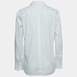 Brunello Cucinelli Off White Embellished Cotton Blend Button Front Shirt XS