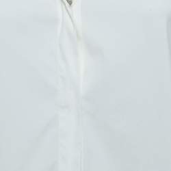 Brunello Cucinelli Off White Embellished Cotton Blend Button Front Shirt XS