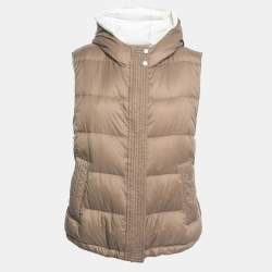 Pre Owned Brunello Cucinelli Brown Nylon Padded Hooded Gilet 2XL