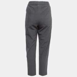 Brunello Cucinelli Grey Wool Blend Side Stripe Detailed Drawstring Trousers M