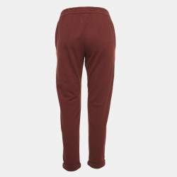 Brunello Cucinelli Burgundy Cotton Beaded Jogger Pants S