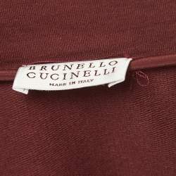 Brunello Cucinelli Burgundy Cotton Beaded Track Jacket XS
