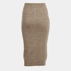 Pre Owned Brunello Cucinelli Light Brown Cable Knit Midi Skirt S
