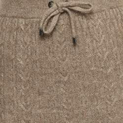 Pre Owned Brunello Cucinelli Light Brown Cable Knit Midi Skirt S