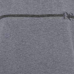 Pre Owned Brunello Cucinelli Grey Logo Embroidered Cotton Midi Dress XXL