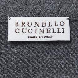 Pre Owned Brunello Cucinelli Grey Logo Embroidered Cotton Midi Dress XXL