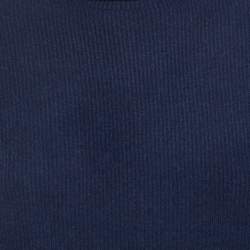 Pre Owned Brunello Cucinelli Blue Rib Knit Turtle Neck Sweater L