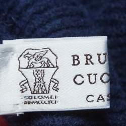 Pre Owned Brunello Cucinelli Blue Rib Knit Turtle Neck Sweater L