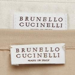 Brunello Cucinelli Beige Argyle Sequined Silk Shirt M