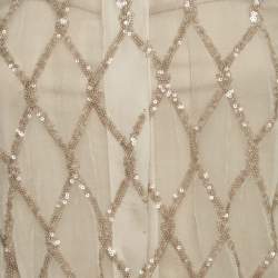 Brunello Cucinelli Beige Argyle Sequined Silk Shirt M