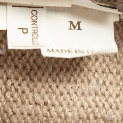 Pre Owned Brunello Cucinelli Grey Rib Knit Sequin Embellished Sleeveless Cardigan M