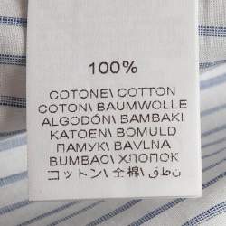Brunello Cucinelli White/Blue Pinstripe Cotton Draped Sleeveless Blouse M
