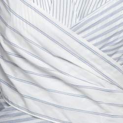 Brunello Cucinelli White/Blue Pinstripe Cotton Draped Sleeveless Blouse M