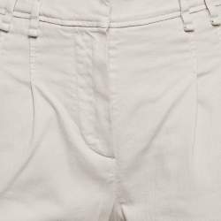 Pre Owned Brunello Cucinelli Cream Pleated Cotton Blend Formal Trousers S