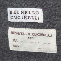 Pre Owned Brunello Cucinelli Grey Knit Flared Blazer XS