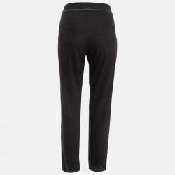 Pre Owned Brunello Cucinelli Black Embellished Gabardine Trousers L