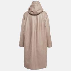 Brunello Cucinelli Tan Reversible Hooded Shearling Coat XL
