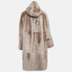 Brunello Cucinelli Tan Reversible Hooded Shearling Coat XL