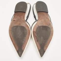 Brunello Cucinelli Cream Leather Embellished Slingback Flats 41