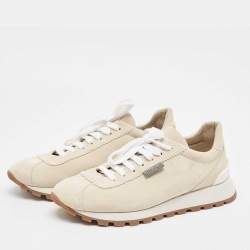 Pre Owned Brunello Cucinelli Grey Suede Lace Up Sneakers Size 40