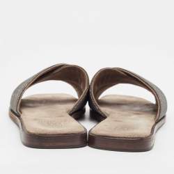 Brunello Cucinelli Metallic Beaded Suede Flat Slides Size 40.5