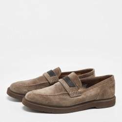 Brunello Cucinelli Brown Suede Monoli Loafers Size 40