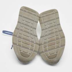 Pre Owned Brunello Cucinelli Blue/White Knit Fabric Low Top Sneakers Size 38