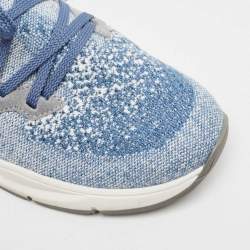 Pre Owned Brunello Cucinelli Blue/White Knit Fabric Low Top Sneakers Size 38