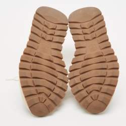 Pre Owned Brunello Cucinelli White/Grey Nylon and Suede Low Top Sneakers Size 39