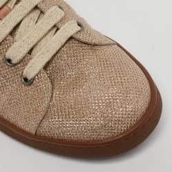 Pre Owned Brunello Cucinelli Beige Glitter Fabric Low Top Sneakers Size 38