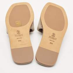 Brunello Cucinelli Grey Suede Square Toe Flat Slide Size 37.5