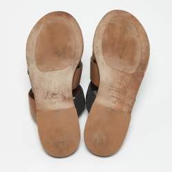 Brunello Cucinelli Multicolor Beads and Leather Crossover Flat Sandals Size 40