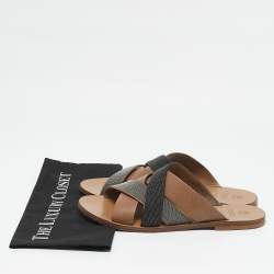 Brunello Cucinelli Multicolor Beads and Leather Crossover Flat Sandals Size 40