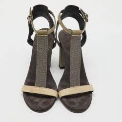 Brunello Cucinelli Multicolor Leather and Beads T-Strap Sandals Size 40