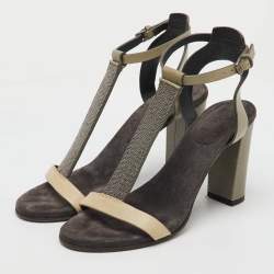 Brunello Cucinelli Multicolor Leather and Beads T-Strap Sandals Size 40