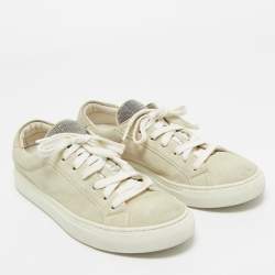 Pre Owned Brunello Cucinelli Grey Suede Low Top Sneakers Size 40