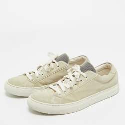 Pre Owned Brunello Cucinelli Grey Suede Low Top Sneakers Size 40