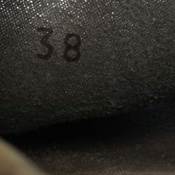 Pre Owned Brunello Cucinelli Silver Metal and Suede Monili Flat Slides Size 38