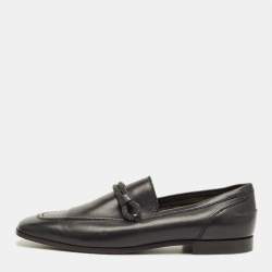 Pre Owned Brunello Cucinelli Black Leather Loafers Size 37