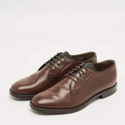 Pre Owned Brunello Cucinelli Brown Leather Monili Embellish Derby Size 38