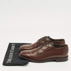 Pre Owned Brunello Cucinelli Brown Leather Monili Embellish Derby Size 38