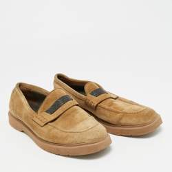Pre Owned Brunello Cucinelli Brown Suede Monoli Penny Loafers Size 38