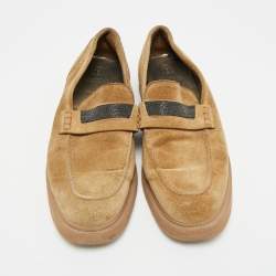 Pre Owned Brunello Cucinelli Brown Suede Monoli Penny Loafers Size 38