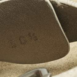 Pre Owned Brunello Cucinelli Off White Suede Flat Slide Sandals Size 38.5