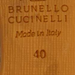 Pre Owned صندل بلاتفورم من برونيلو كوتشينيلي جلد بني من القش مقاس 40