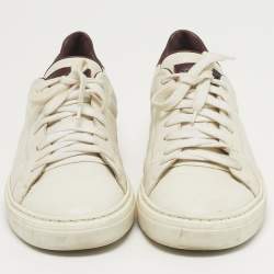 Pre Owned Brunello Cucinelli Size 40 Burgundy/White Leather Lace Up Sneakers